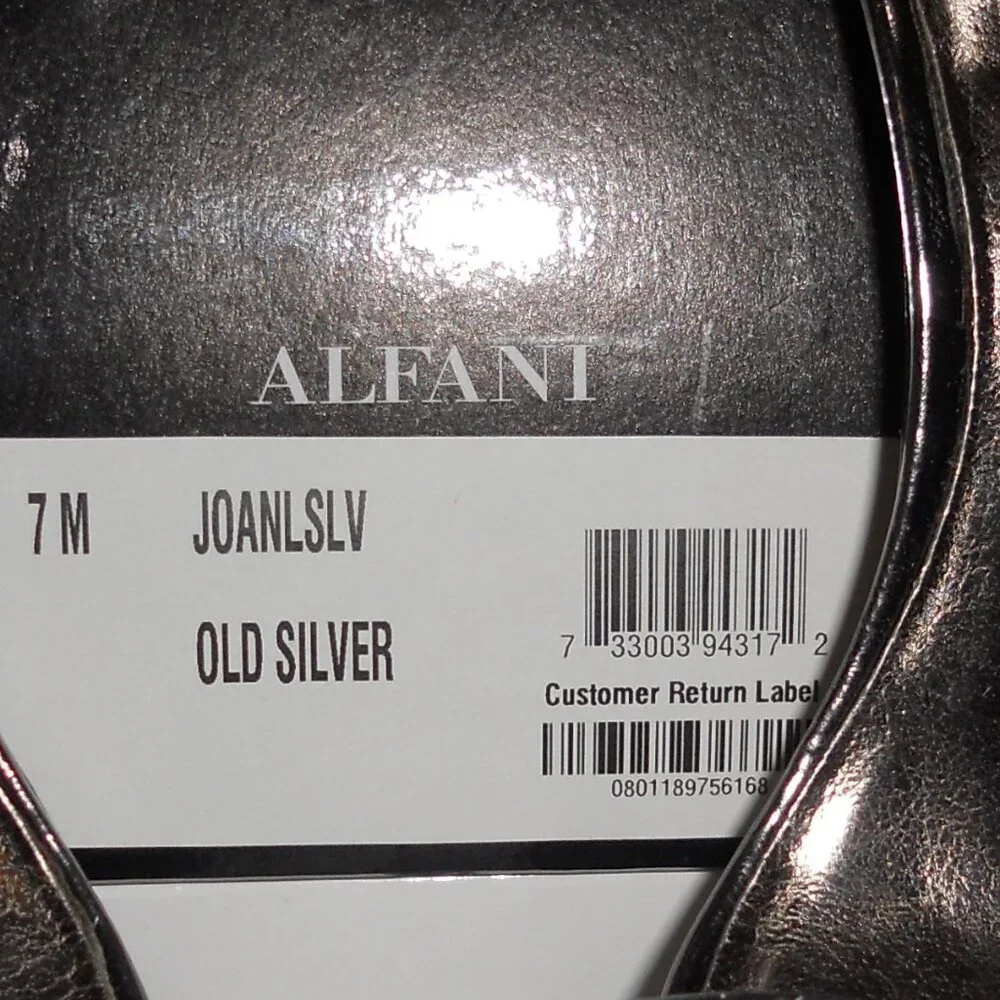 Alfani 7 M Old Silver Sandals High Heels Bow w/ Rhinestone Trim - Picture 6 of 7